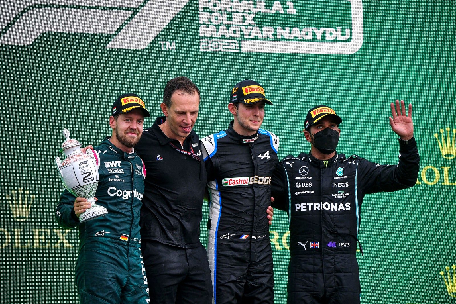 Imagen del podio del GP de Hungría 2021