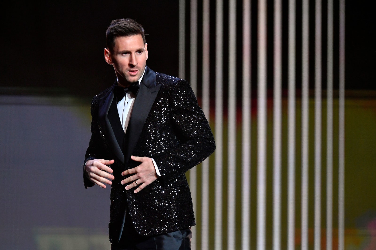 Lionel Messi en la presentación de los Globos de Oro