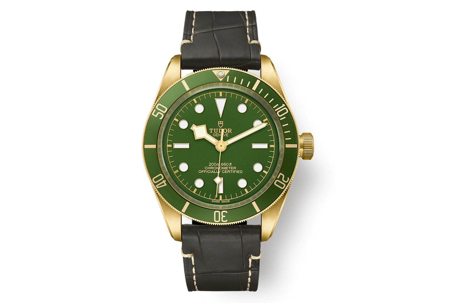 Reloj Tudor Black Bay 58 18K con esfera verde y correa de piel negra