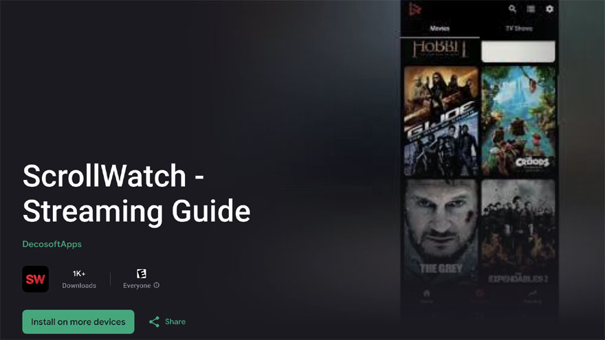 ScrollWatch te permite buscar películas y series por año de estreno, género y empresa de streaming