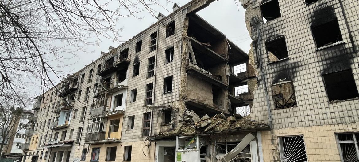 Edificios destruidos en el pueblo de Borodyanka, en la región ucraniana de Kiev. 